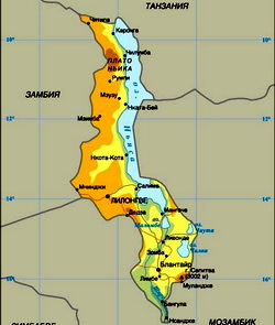Малави карта